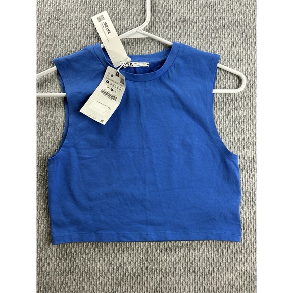 Zara Tops - ZARA Sleeveless Tank Top Blue Crew Neck Pullover Solid Women's Medium
